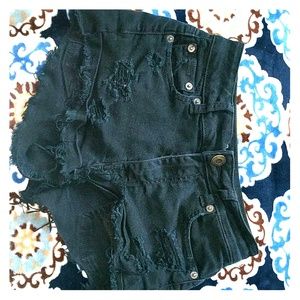 American eagle 00 black denim shorts
